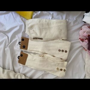 White buttoned thigh high socks